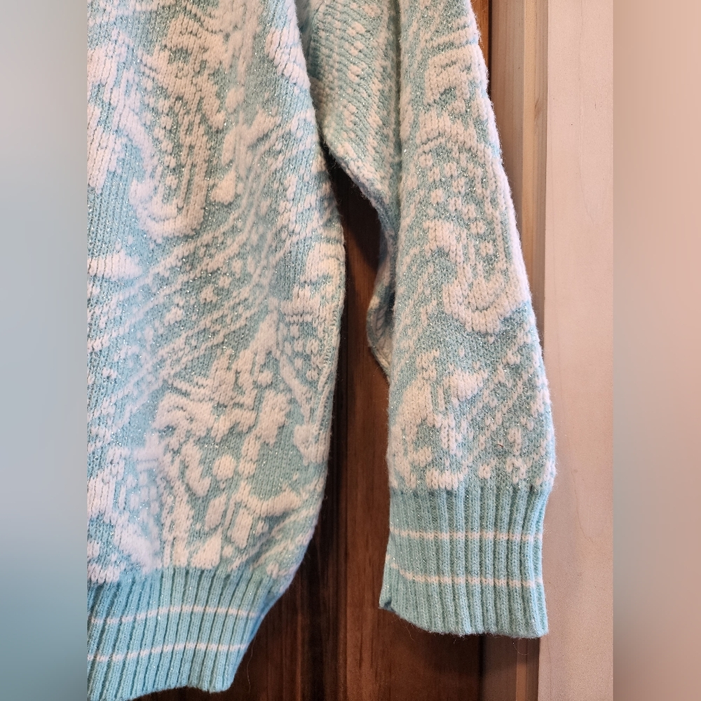 Vintage Domani Blue And White Sparkly Sweater - Picture 3 of 5